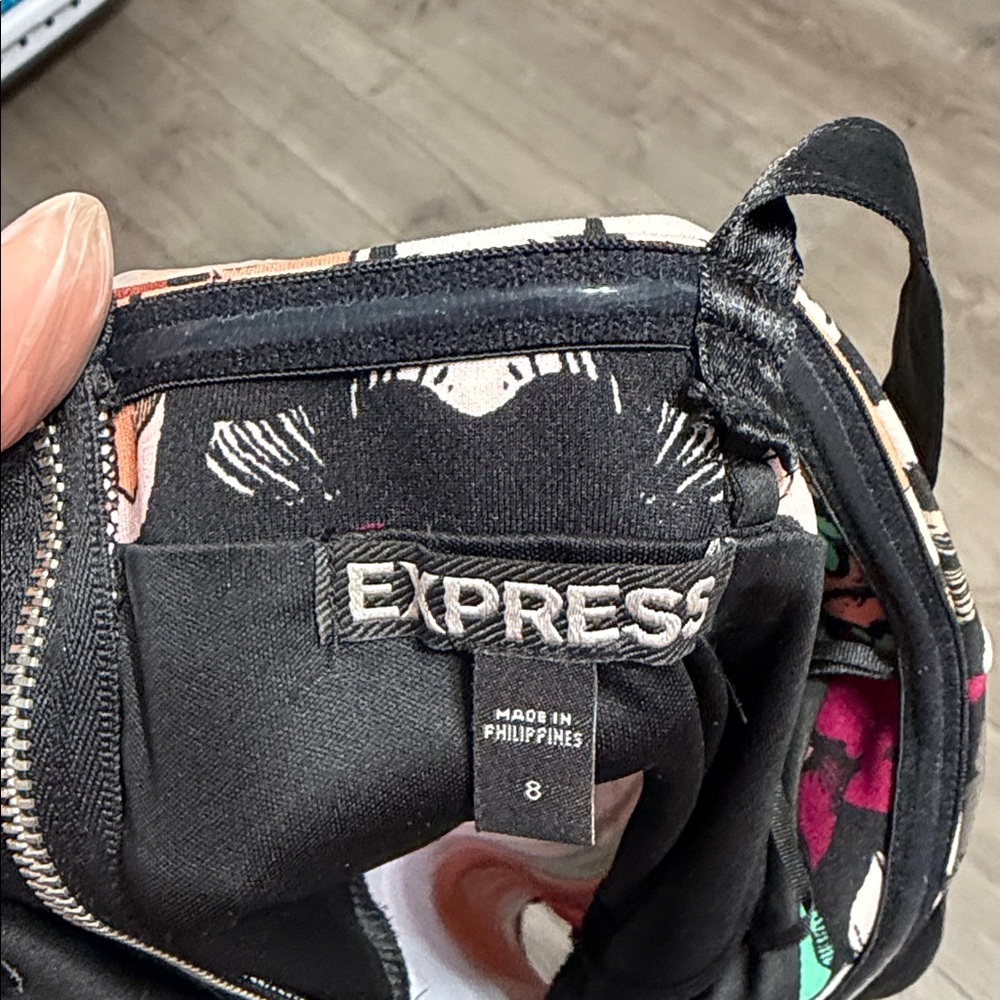 Express Black Dress with Floral Accents - Picture 9 of 11